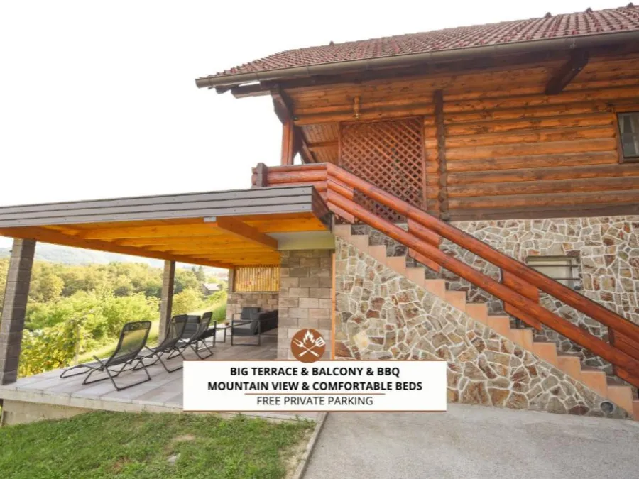 Wooden Cottage Baznik with Hot Tub